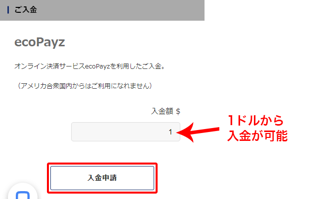 BET CHANNEL(ベットチャンネル)へ入金方法-入金額を入力