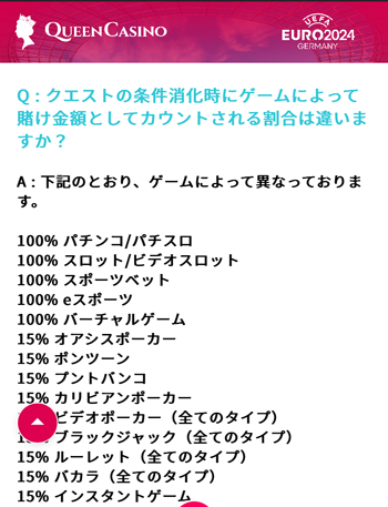 クイーンカジノボーナスクエスト反映率