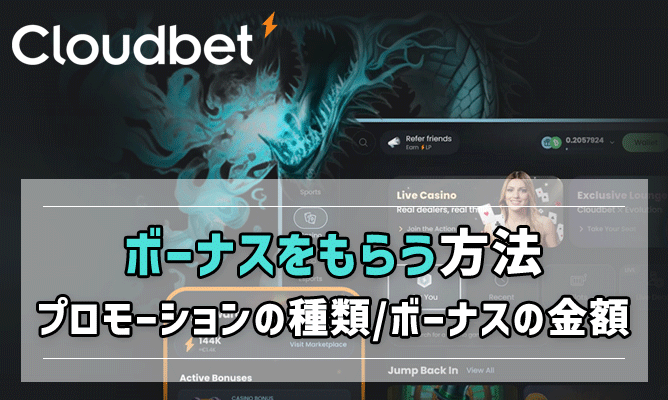 クラウドベットでプロモーションを利用してボーナスをもらう方法を解説