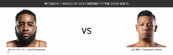 エロール・ジマーマン VS 山口 翔大