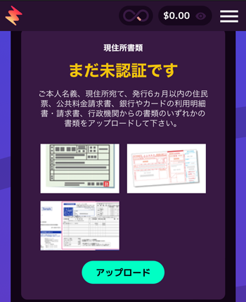 カジノミーKYC請求書サンプル