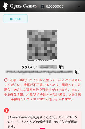 クイーンカジノ仮想通貨入金03